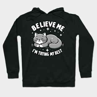 Believe Me I'm Trying My Best Funny Lazy Cat Hoodie